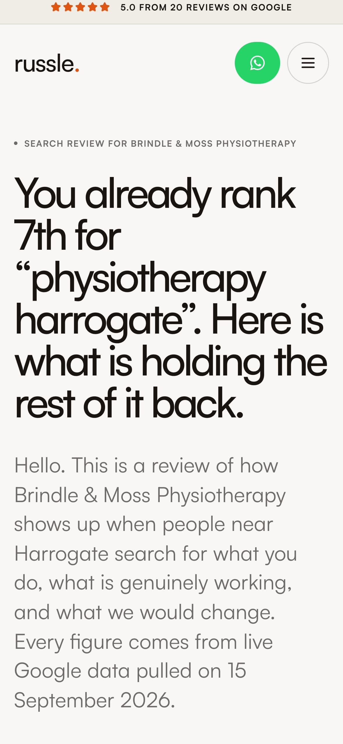 The opening of a search review on a phone