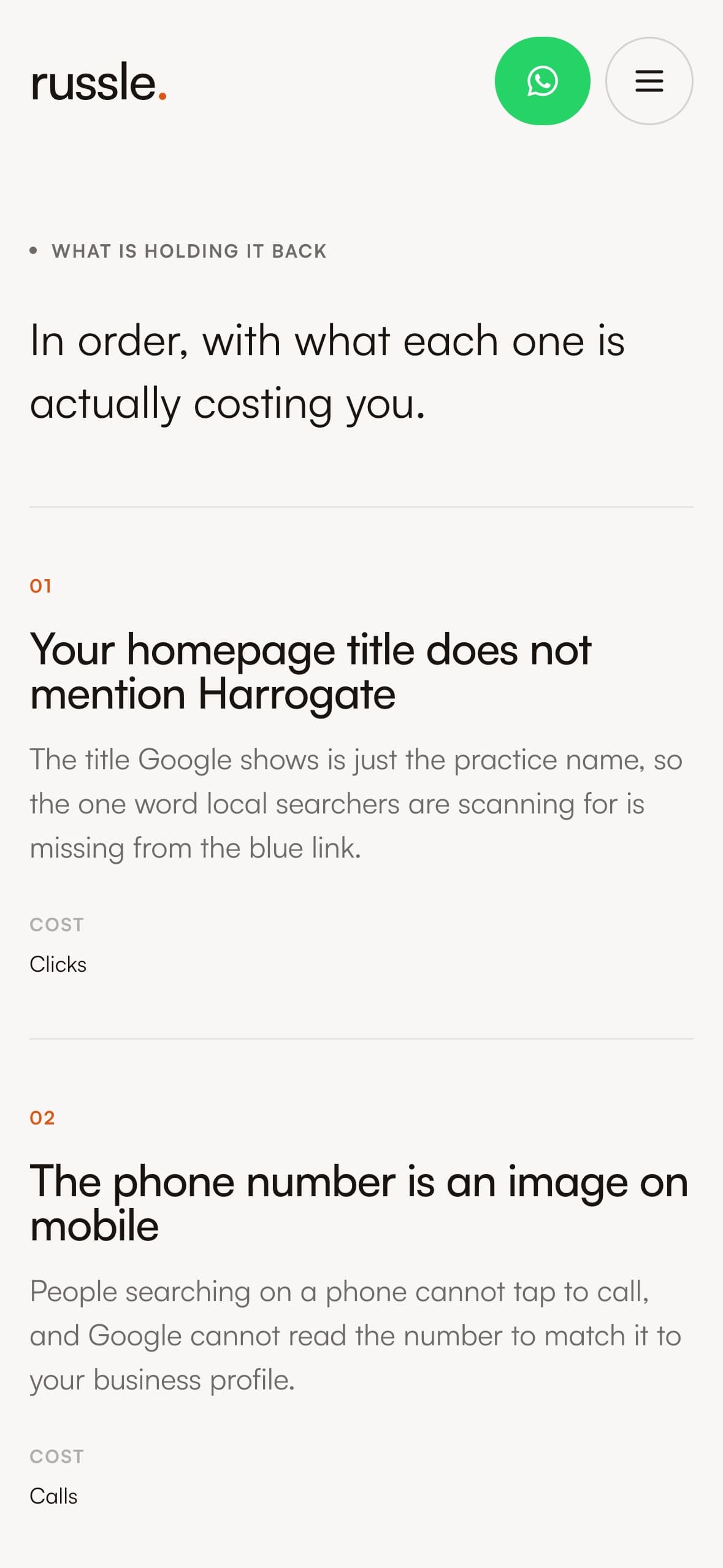 The findings of a search review on a phone