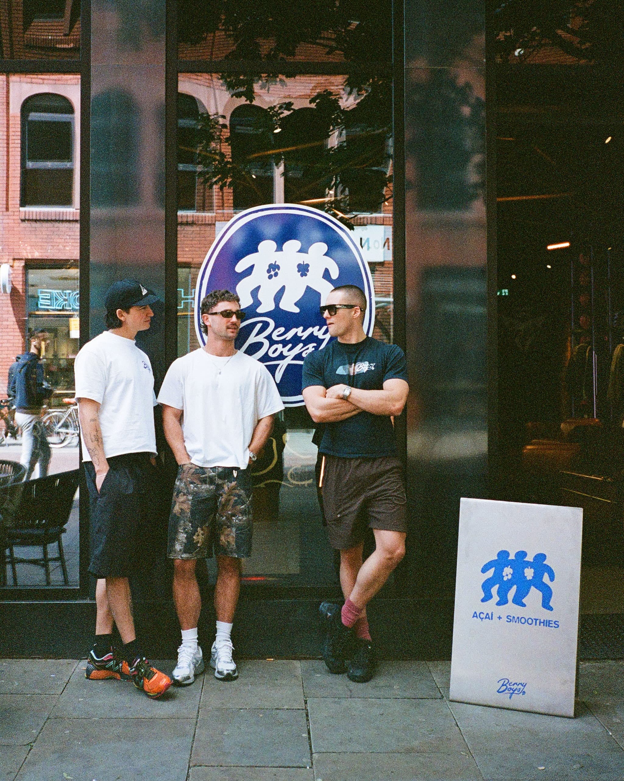 The three Berry Boys founders outside a store