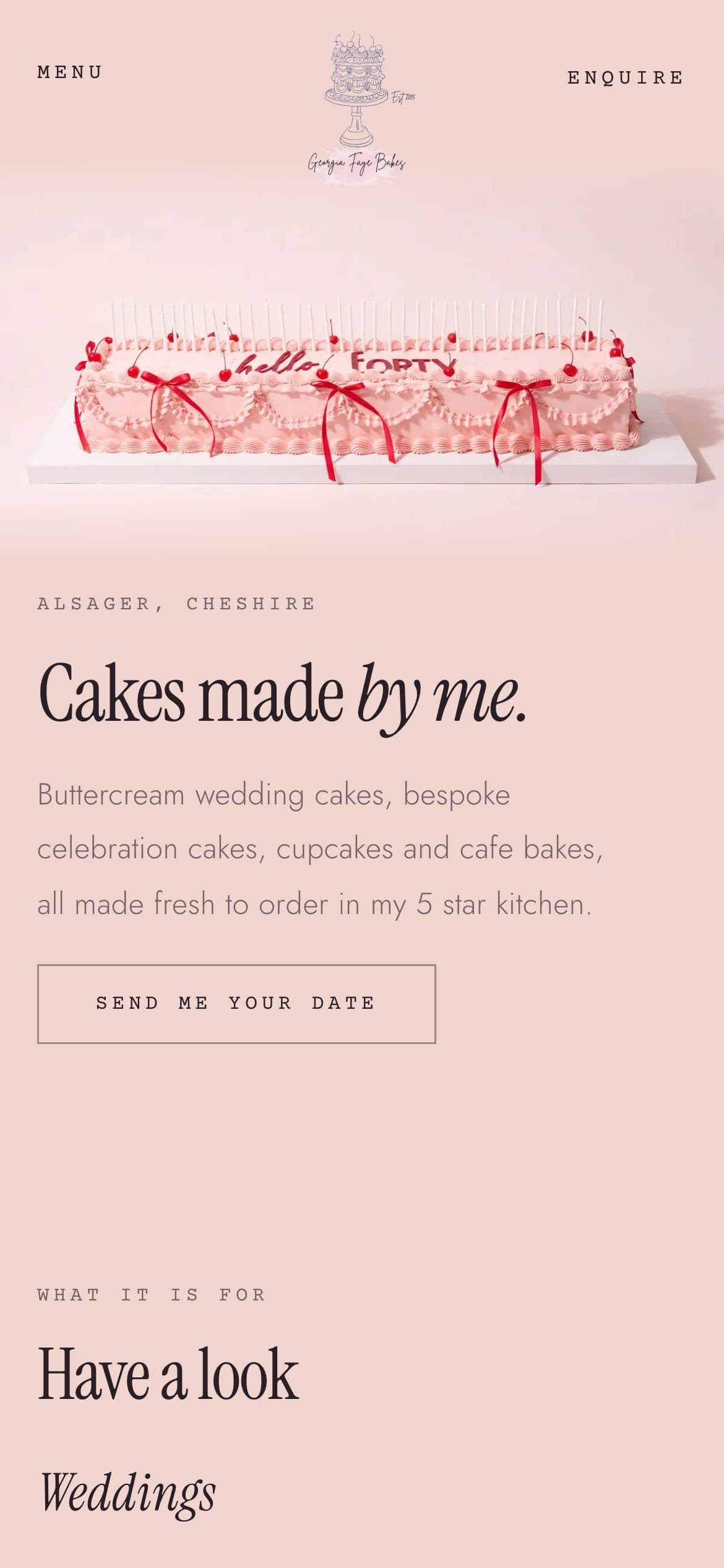 The Georgia Faye Bakes homepage on a phone